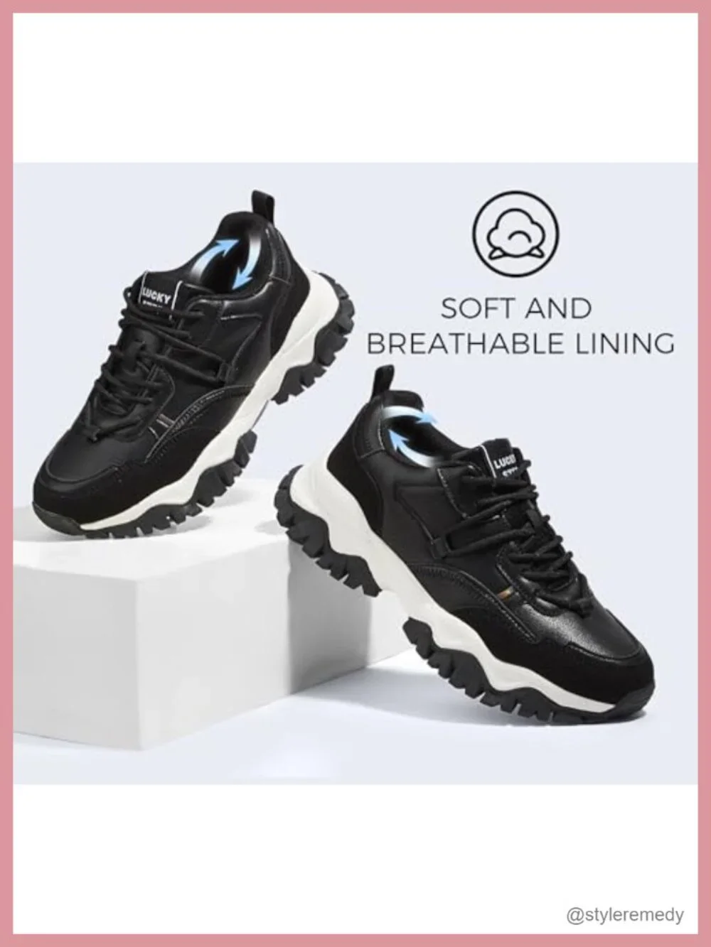 Women Chunky Platform Sneakers Retro Casual Walking Tennis Shoes Anti-Slip